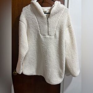 H&M oversized cream sherpa pullover W Quarter Zip White Womens Small Can Fit S-L